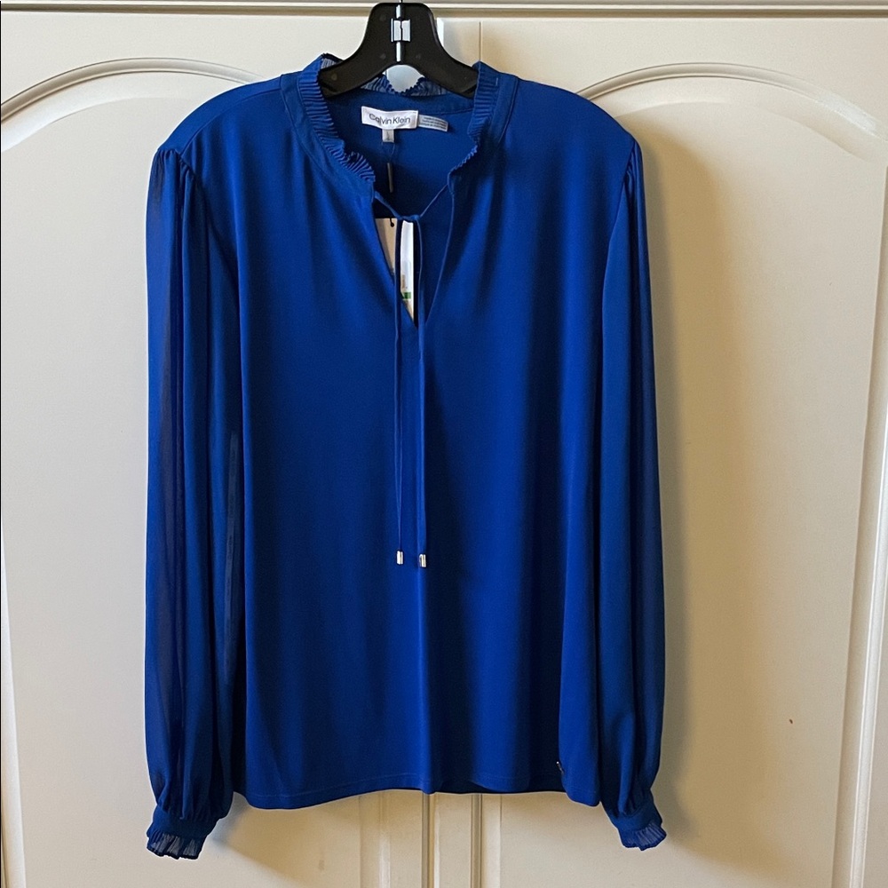 Calvin Klein Royal Blue Women's Blouse Size Large